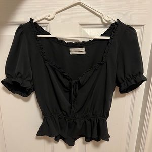 Urban Outfitters Black Puff Sleeve Top